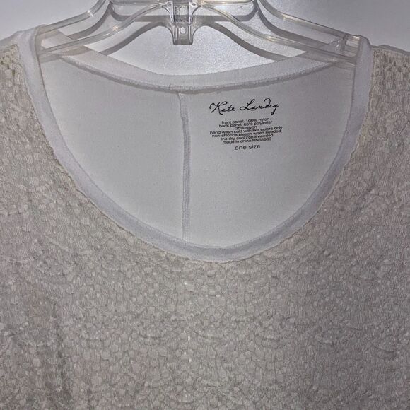 Kate Landry Women's Cream White Lace Short Sleeve Poncho Top One Size - Picture 3 of 8